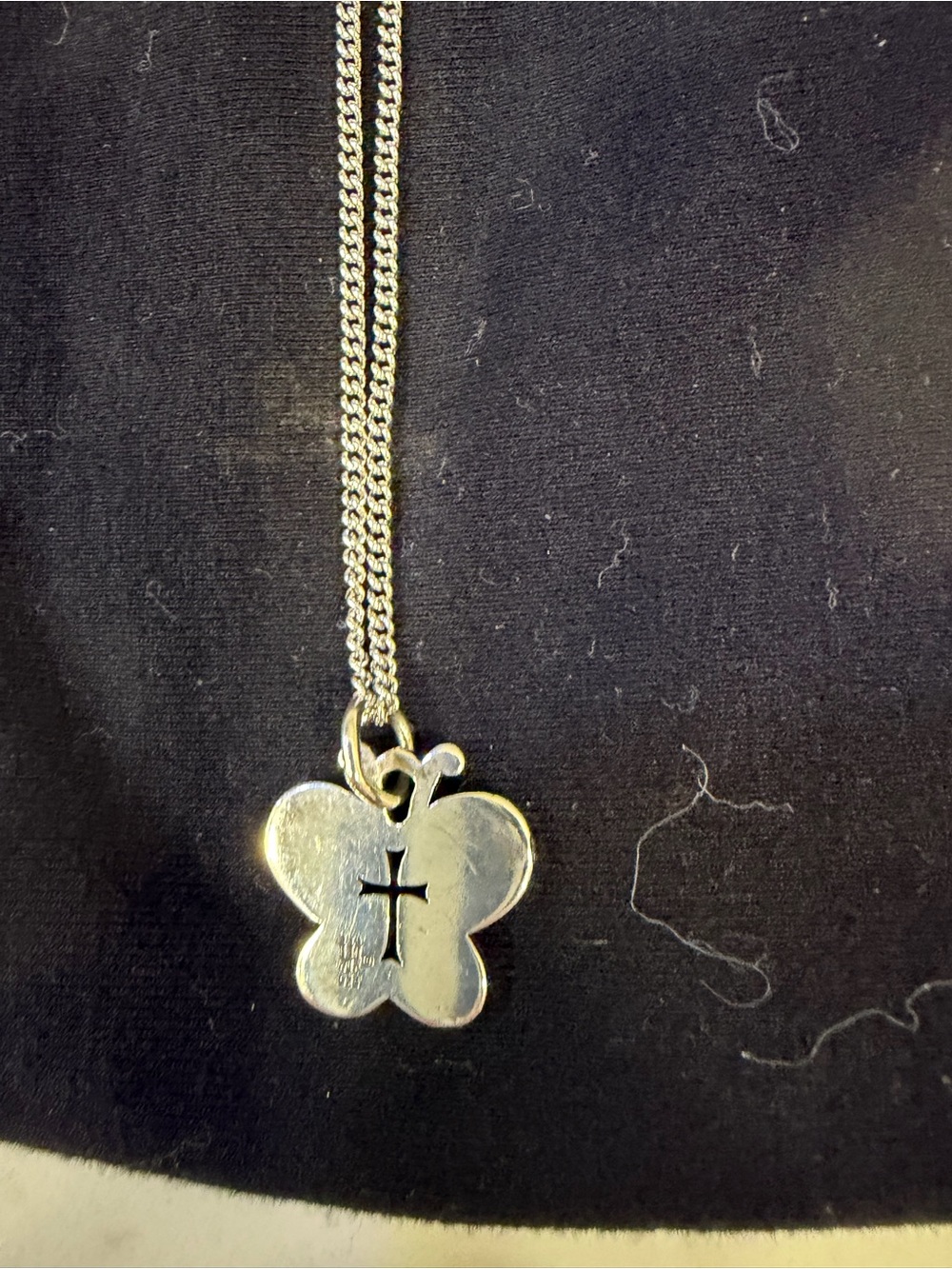 Retired James Avery Sterling Silver Butterfly Cross Necklace